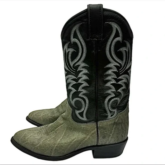 Tony Lama Mens Vintage 2-Tone Exotic Leather Cowboy Boots 10EE Pre-Owned